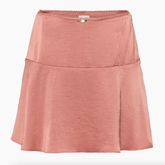 Aritzia Wilfred Lyrus Satin Mini Skirt NWT Earthen Red Size 12 - Picture 2 of 11